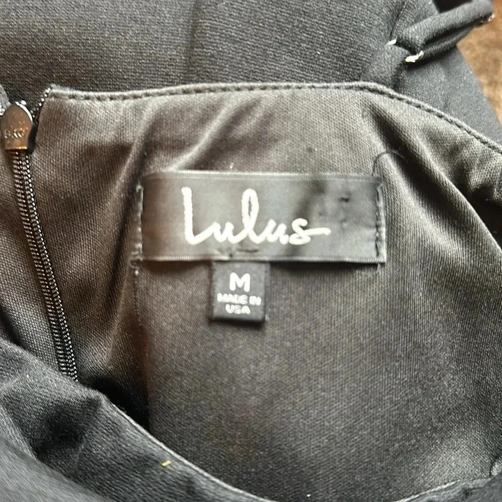 Lulu’s Drinks On Me Black Sleeveless Pleated Bodycon Dress Size Medium - Picture 5 of 7